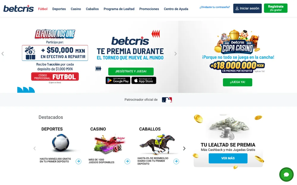 Betcris México, página de inicio de apuestas deportivas