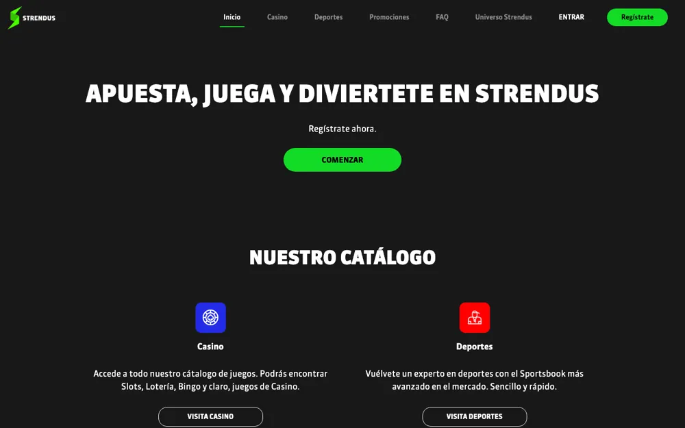 Strendus México, página de inicio de apuestas deportivas